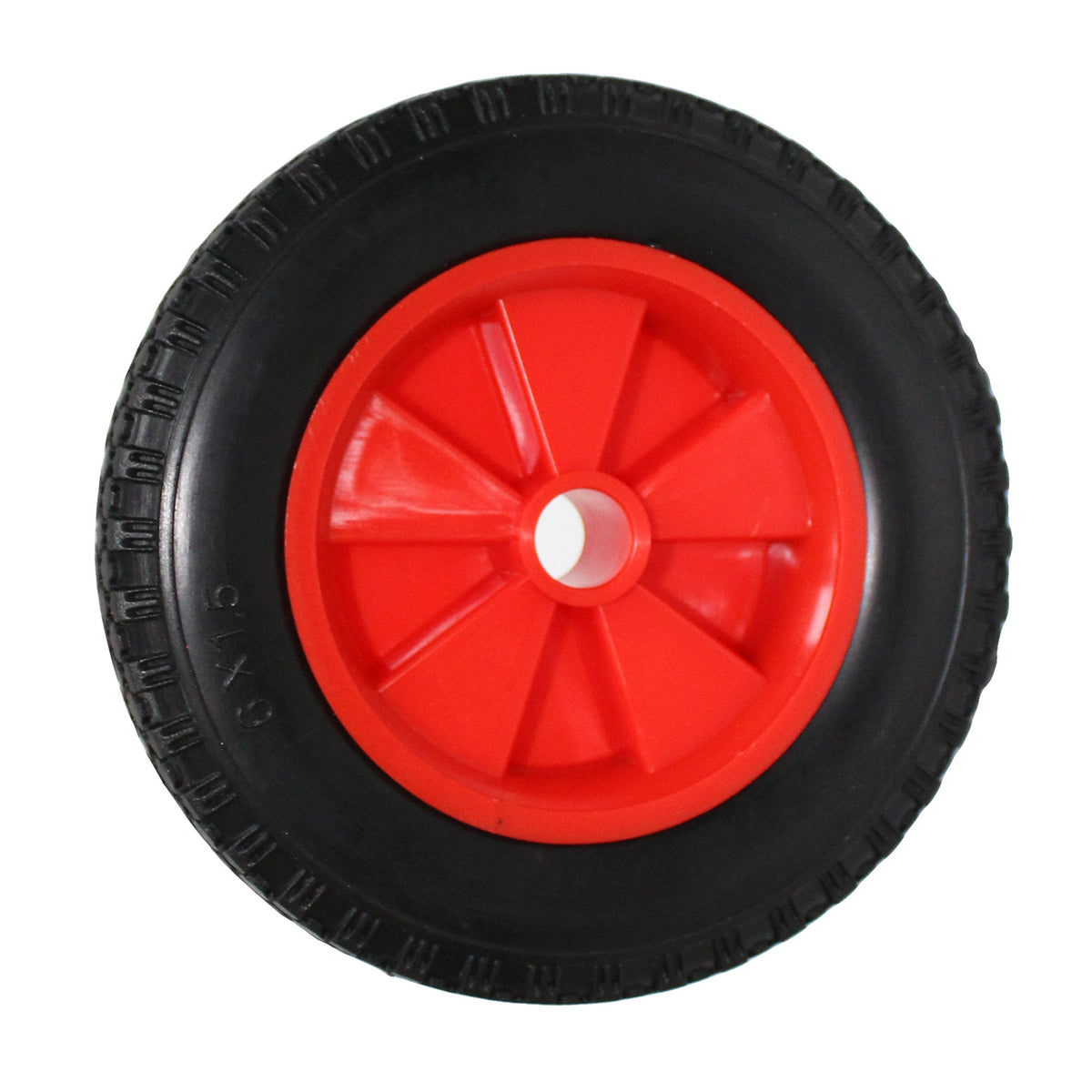 6" Red Puncture Proof Wheel 1.25-4.00 for 16mm Axle Shaft