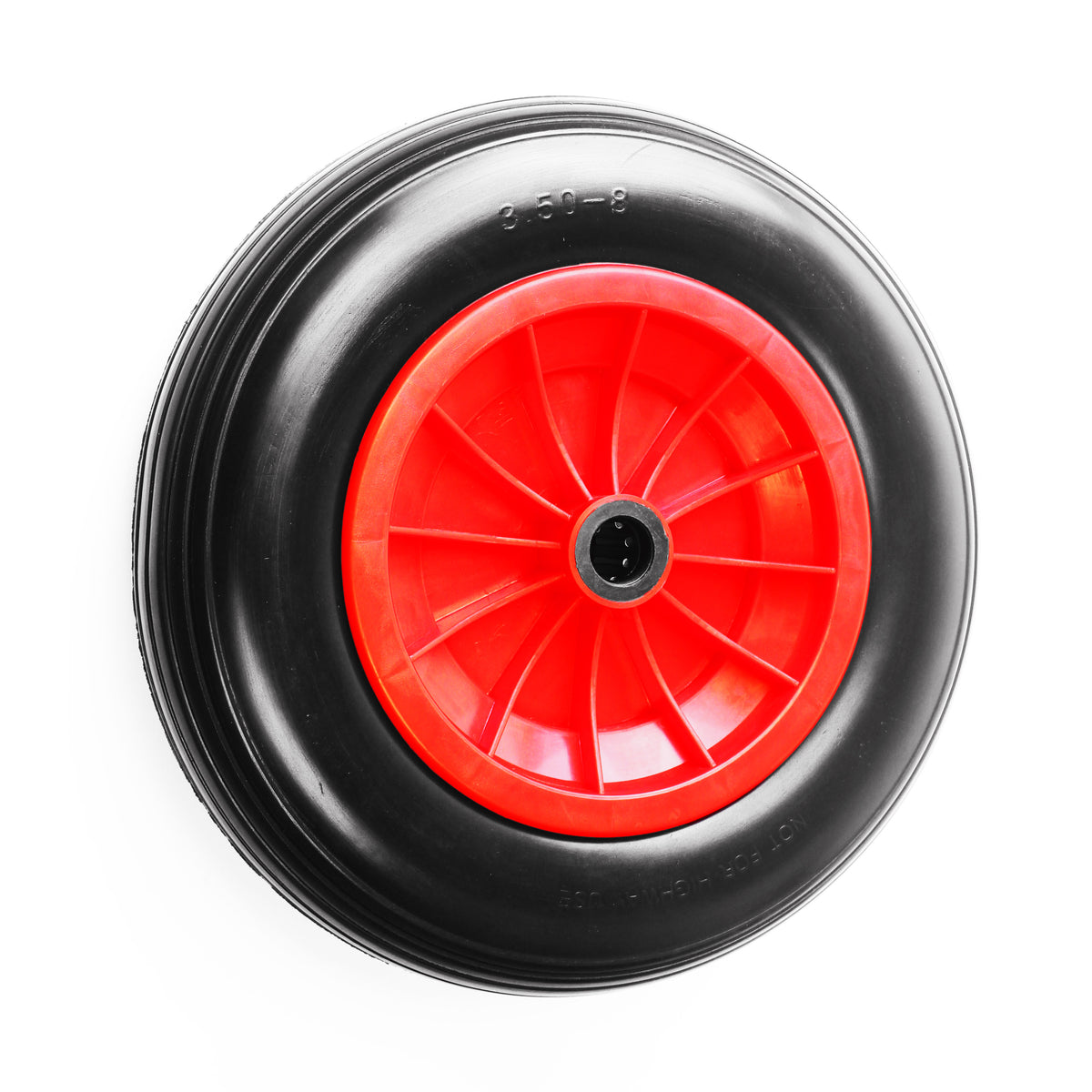 14" Red Puncture Proof Wheel 3.50-8 to suit a 1" 25mm Axle bore