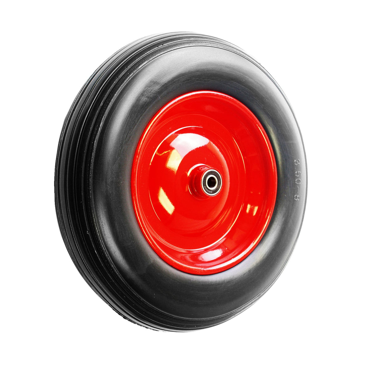 14" Red Puncture Proof Wheel 3.50-8 Steel Rim for 1/2" Inch Axle Shaft
