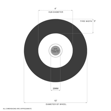 Red Plastic Foam Filled Trolley Wheel 10" 3.00-4 (20mm Bore -75mm length)
