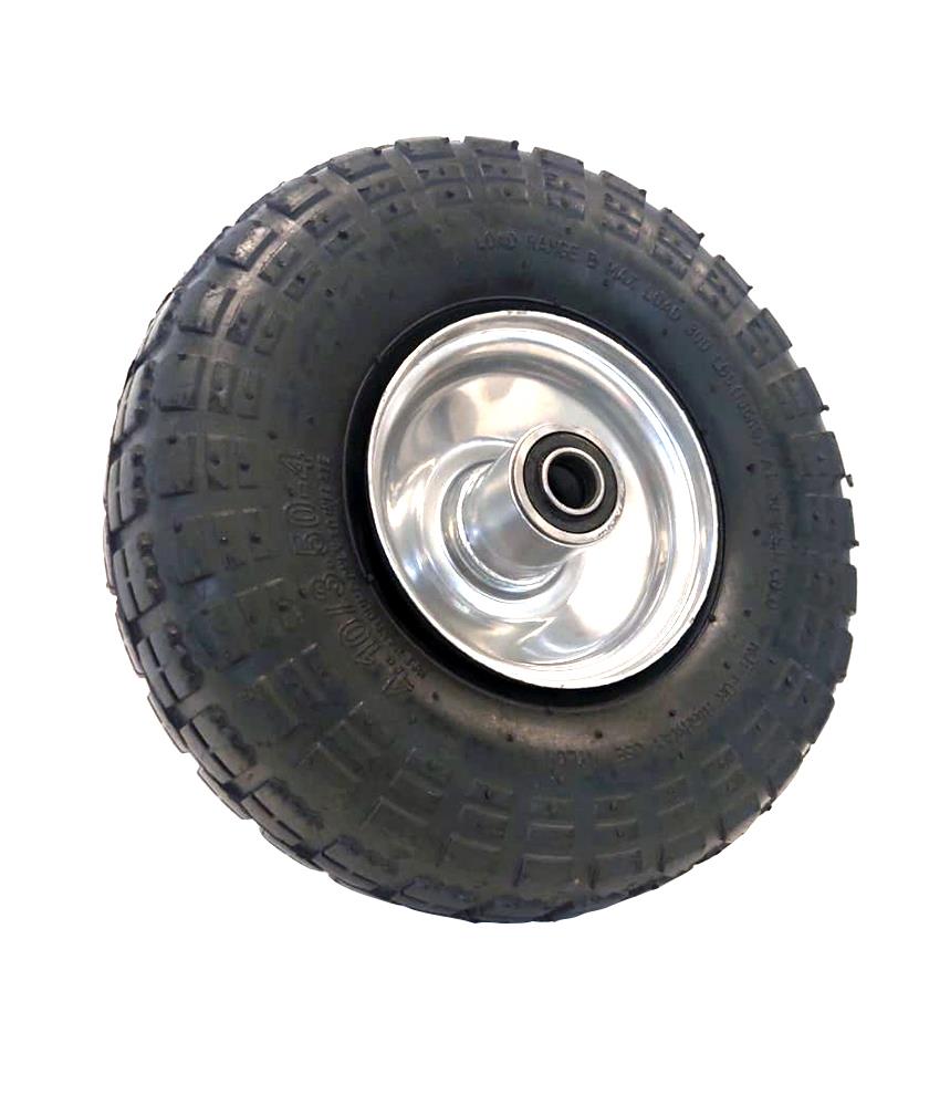 Silver Steel Pneumatic Wheel 3.50-4 16mm Axle Trolley Kart