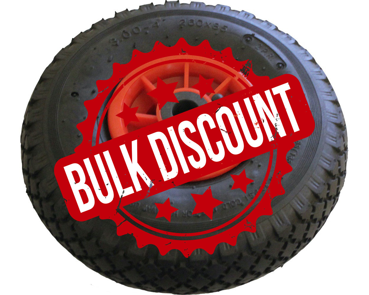 10" Wheel 3.00-4 (260 x 85) Pneumatic Sack Trolley Jockey Cart Wagon 20mm Bore Bulk Buy