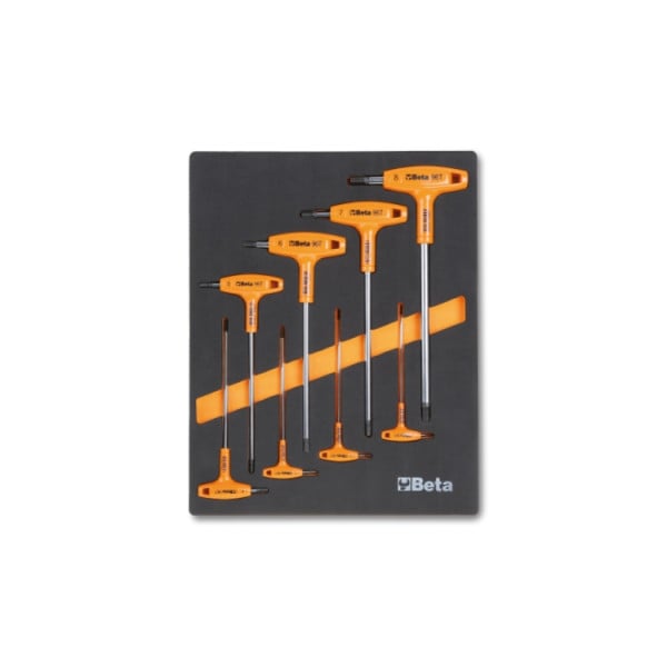 Beta Tools Orange Handled T-Bar Set 8 Piece With Foam Tray