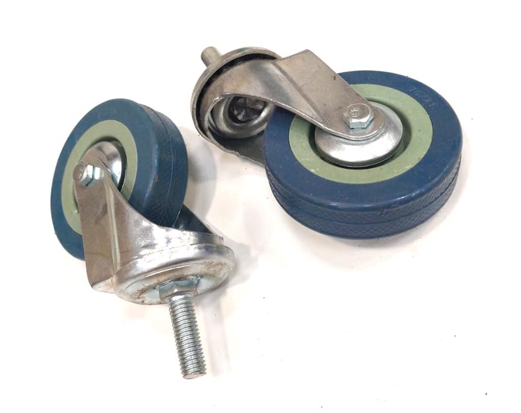 Blue Castor Wheel Pair 75x21mm M10