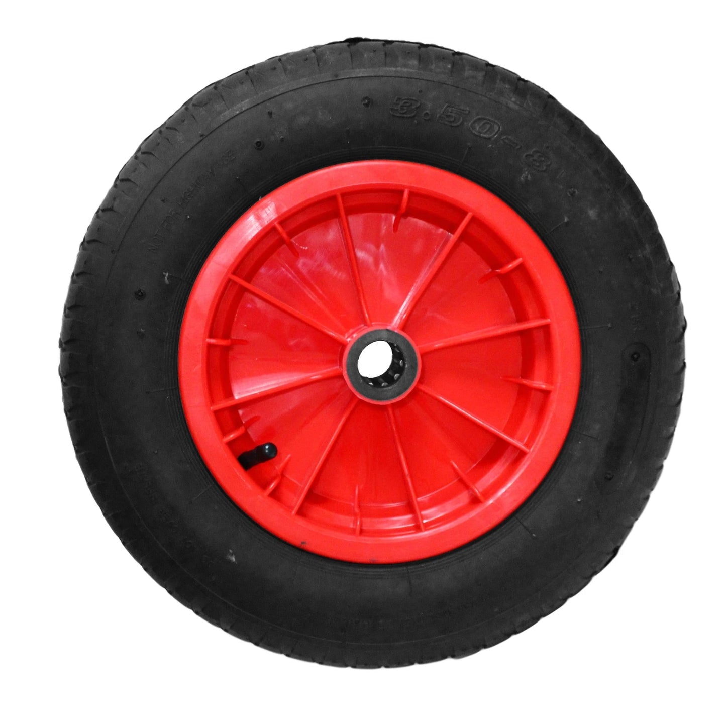 14" Wheel 3.50-8 Pneumatic With Red Plastic Hub And 25mm