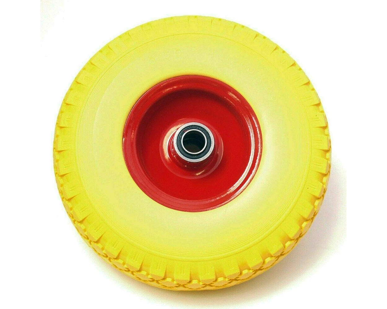 Yellow Tyre With Red Steel Rim - 20mm Bore