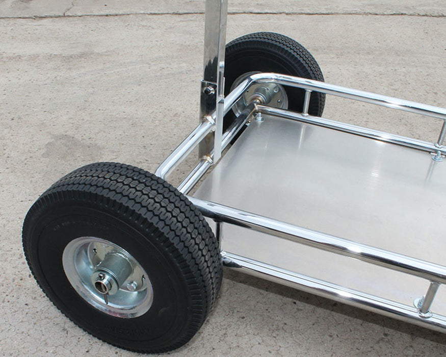 Senzo Chrome 4 Wheel Kart Trolley With Tyre Posts