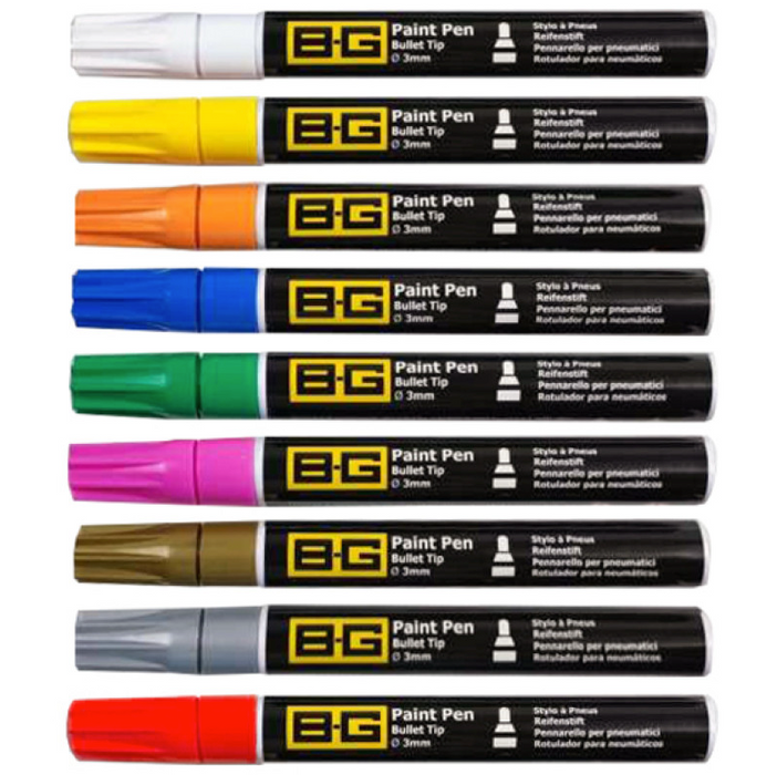 BG Tyre Paint Marker Pens 3mm Bullet Tip