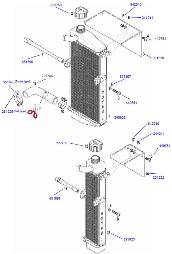 Rotax Radiator Mount Rotax Max Radiator Flap Micro 201222 Genuine — KKC Kart Components ...